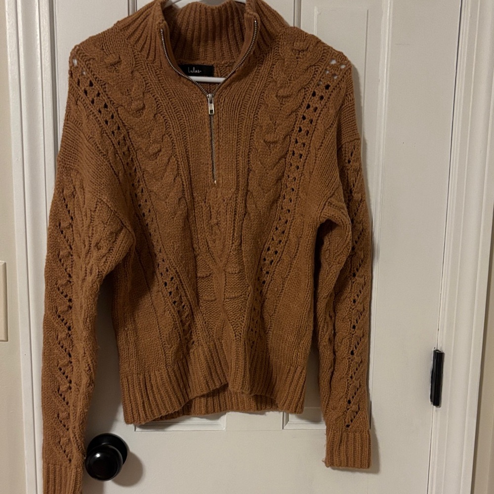 Lulu's Tan Cable Knit Sweater